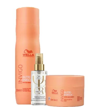 Wella Professionals Invigo Nutri-Enrich Shampoo 250ml Mascara 150ml e Oil Reflections Light 100ml ÚNICO