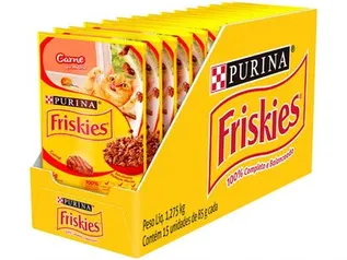 Ração Úmida para Gato Adulta Sachê Purina - Friskies Carne ao Molho 15 Unidades com 85g