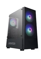 Gabinete Gamer Montech X2 MESH, Mid Tower, Vidro Temperado, Black, ATX, Sem Fonte, Com 3 Fans RGB