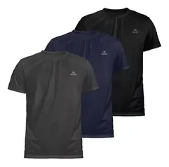 Kit 3 Camisetas Dry Fit Uv50 Muvin Masculina - Academia