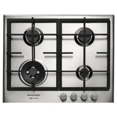 [Com cashback R$1224] Cooktop Gourmand Inox com duplachama e trempe com ferro fundido - R$1374