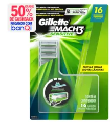 Carga para Aparelho de Barbear Gillette Mach3 Sensitive - 16 unidades