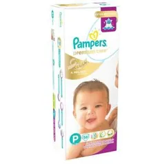 Fraldas Pampers Premium Care P/Pequeno - Mega 56 unidades R$39