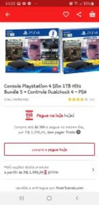 [APP] Console Playstation 4 Slim 1TB Hits Bundle 5 + Controle Dualchock 4 - PS4 R$ 1999,00