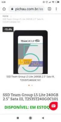 SSD Team Group L5 LITE 240GB 2.5" SATA III - R$160