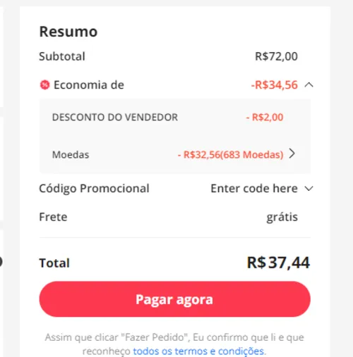 Imagem na descrição da promoção