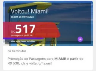 Passagens Imperdiveis de Fortaleza para Miami, voos a partir de R$530!