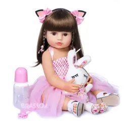 Boneca Bebê Reborn Gatinha De 55cm 100% Silicone Brastoy