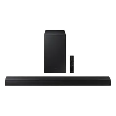 Soundbar Samsung HW-A555, com 2.1 canais, potência de 410W RMS, Bluetooth e Subwoofer sem fio Preto