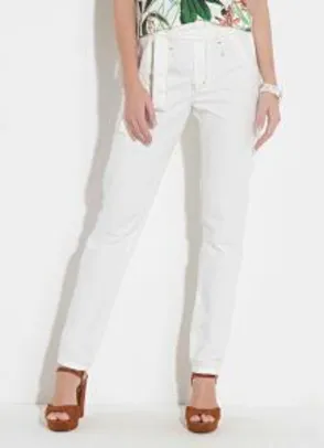 Calça Quintess Off-White com Faixa na Cintura R$80