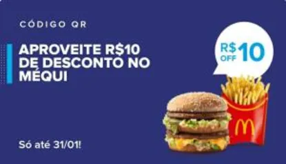 R$ 10,00 reais off em pedidos acima de R$20,00 no McDonald's usando Mercado Pago