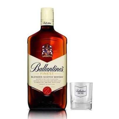 Whisky Escocês Ballantine`s Finest  1L Garrafa + Copo Baixo Atol - Ballantine`s