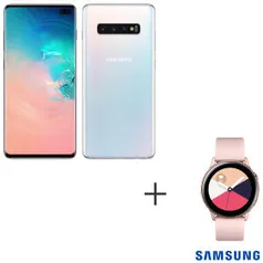 Samsung Galaxy S10+ Branco 128 GB + Galaxy Watch Active Rose | R$3.499