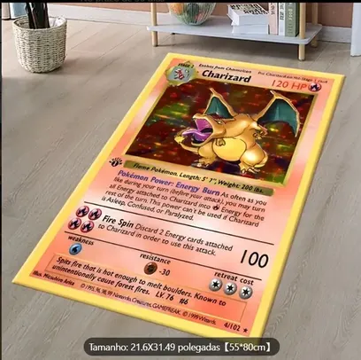 [Com Taxa] Tapete Antiderrapante Inspirado Pokemon Card