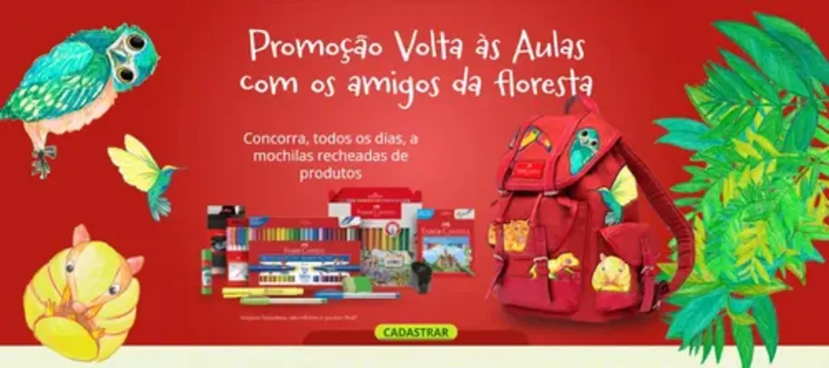 Promoção Faber-Castell Volta às Aulas com os Amigos da Floresta - Concorra a 500 mochilas exclusivas recheadas de produtos