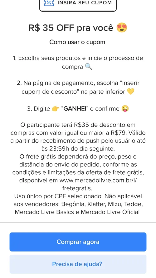 Imagem na descrição da promoção