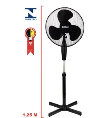 [MAGALUPAY] Ventilador de coluna 40cm Preto Pedestal Silencioso e Potent