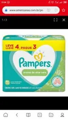 Toalhinhas Umedecidas Pampers Aloe Vera com 192 | R$ 18