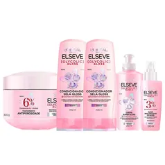 Elseve Glycolic Gloss Kit - Shampoo + Condicionador + Creme Super Gloss + Creme de Tratamento + Sérum Kit