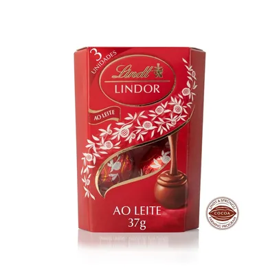 Chocolate Lindt Lindor Trufas Ao Leite 3 unidades 37g