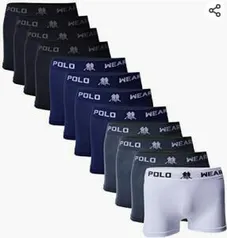 [PRIME] Kit 12 Cuecas Boxer, Polo Wear, Masculino | R$110