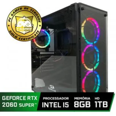 Pc Gamer Intel Core i5 9400F / RTX 2060 Super / DDR4 8Gb / HD 1TB / 500W R$ 3849