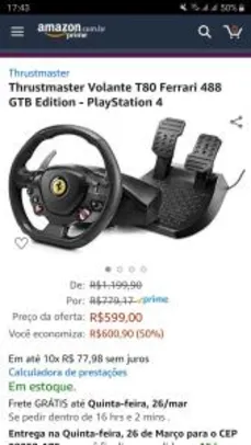 [Prime] Thrustmaster Volante T80 - PS4 | R$599