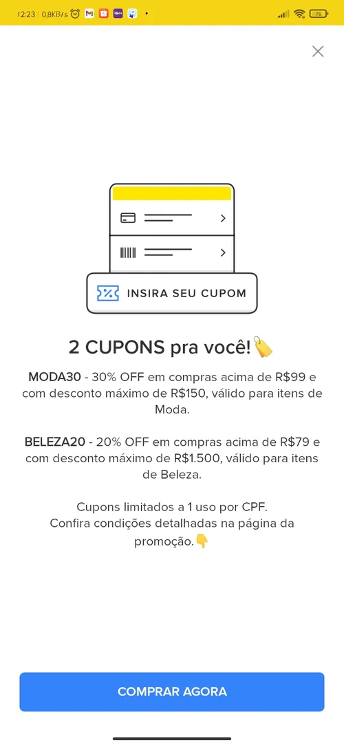 Imagem na descrição da promoção