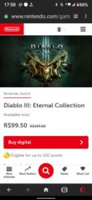 Diablo 3: eternal collection pra switch com 50% de desconto na eshop da Nintendo | R$100