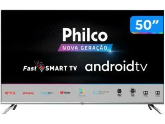 (R$:1.754 MagaluPay) Smart TV HD D-LED 50” Philco - Android Wi-Fi Inteligência Artificial 4 HDMI 2USB