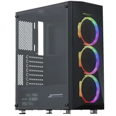 Gabinete Gamer SuperFrame Flow, Mid Tower, RGB, Vidro Temperado, ATX, Black, Sem Fonte, Com 3 Fans