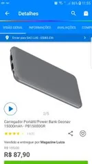 Carregador portátil geonav 15.000 mah [usuários selecionados]