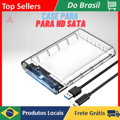 [R$7,50Moedas/BR] Case Para HD SATA De Disco Rígido Com Design Transparente Habitação Externa Móvel ADT-015