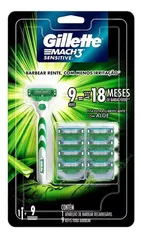 Aparelho de barbear Mach3 Sensitive + 9 cargas Gillette