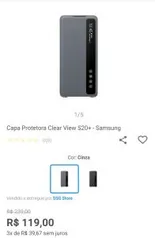 (Clube da Lu) Capa Protetora Clear View S20+ - Samsung Cinza R$ 119