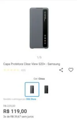 (Clube da Lu) Capa Protetora Clear View S20+ - Samsung Cinza R$ 119