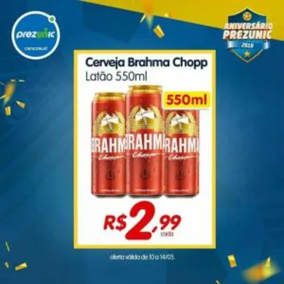 Cerveja Brahma 550 ml por R$ 2,99
