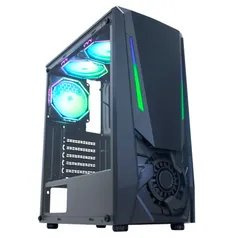 Gabinete Gamer K-MEX JAEGER I CG-01TJ, LED RGB, Lateral em Vidro Temperado, Preto - CG01TJRH001CB0X