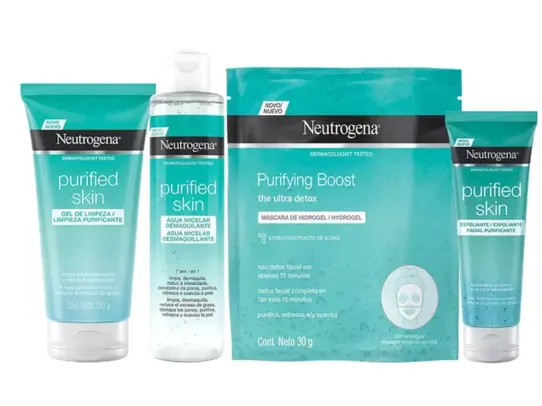 Kit Neutrogena Água Micelar 200ml + Máscara Facial - 30g + Gel Esfoliante Facial + Gel Limpeza Facial 