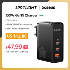 Carregador Rápido Baseus-GaN 160W Baseus