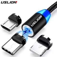 Cabo magnético USB C/micro USB/lightning uslion | R$1,8