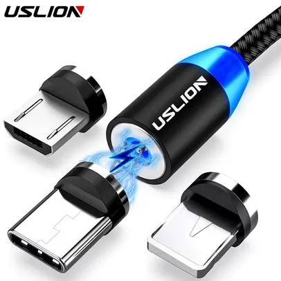 Cabo magnético USB C/micro USB/lightning uslion | R$1,8