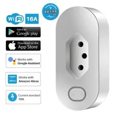 Tomada Inteligente Tuya Smart WiFi Plug Brasileiro 16A Bivolt , Funciona com Alexa