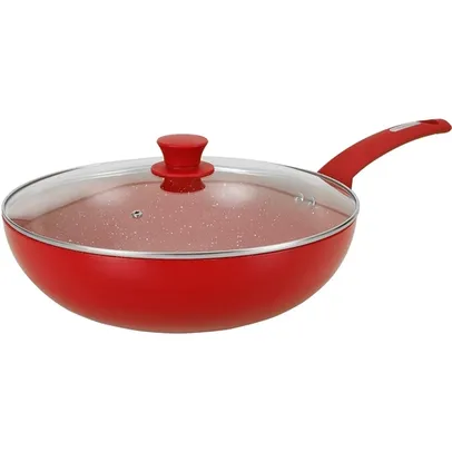 [R$17,99 AME SC] Frigideira Wok DreamCook antiaderente 32cm com tampa - Classic Home