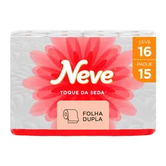 Papel Higiênico Folha Dupla 30 Metros Neve Toque da Seda Leve 16 Pague