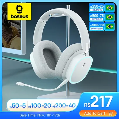 Baseus-Wireless Gaming Headphone com microfone, Bluetooth 5.3, driver de 40mm, 2.4G, sem fio, cabo RGB, GH02