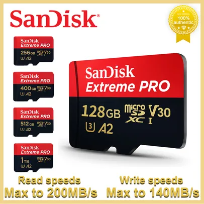 Cartão de Memória Sandisk extreme pro flash 128gb