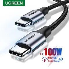 Cabo Ugreen 100w usb tipo C para usb C com 1,5m