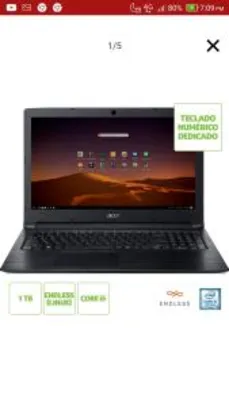 Notebook Acer Aspire A315-53-5100 Intel Core I5 4GB 1TB 15,6" Linux | R$1.584