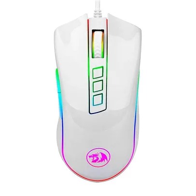 [Com Cashback Pelando 78R$] Mouse Gamer Redragon Cobra, Chroma RGB, 10000DPI, 7 Botões, Lunar White - M711W